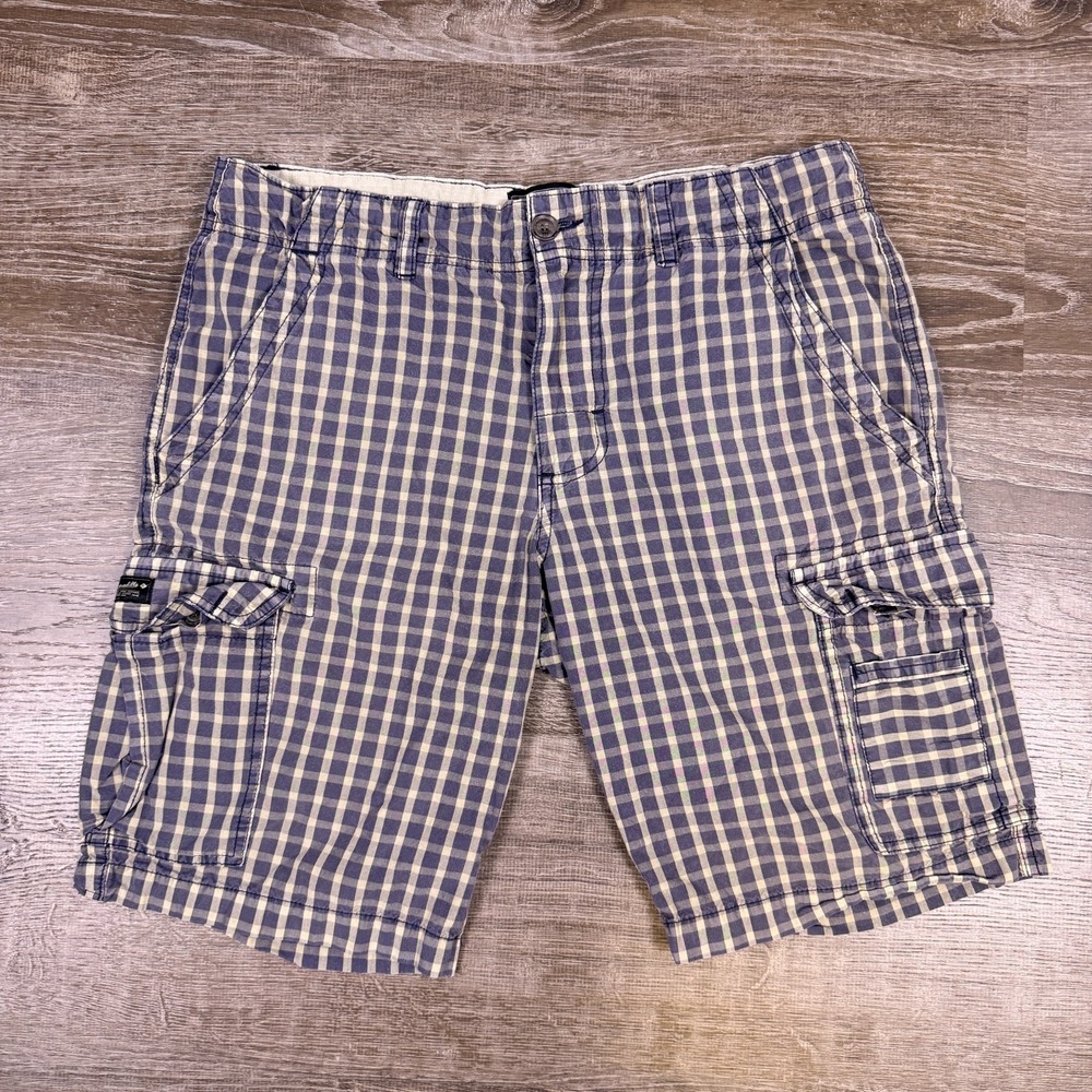 VTG Y2K Brazilian Plaid Cargo Shorts Size 34 Armadillo Brand 100% Cotton Beach
